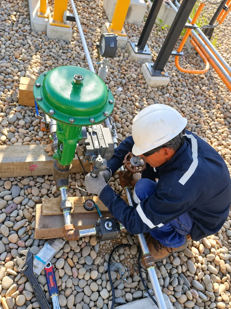 Field work on a valve and its instrumentation