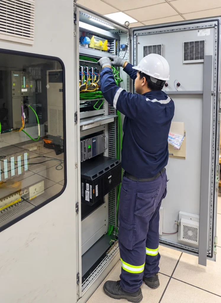 Technical work on an installed control cabinet
