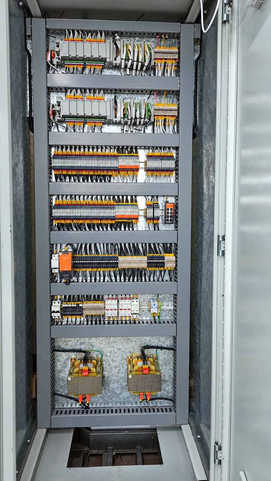 Industrial control cabinet and wiring